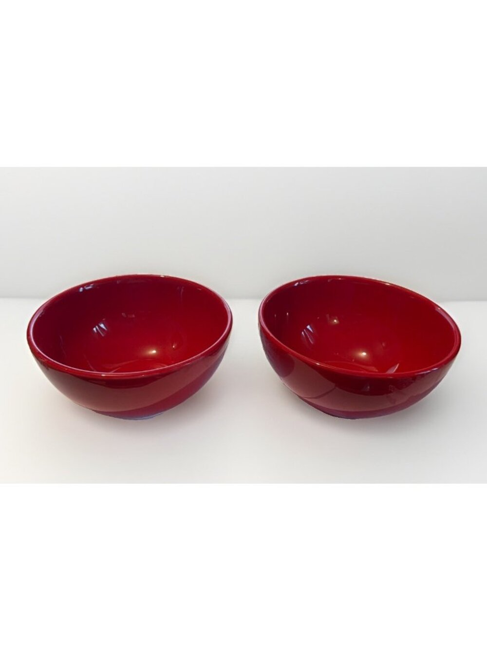 Pier 1 Red Coupe Stoneware Cereal Bowl China Set of 2 Excellent Pre-owned Cond.